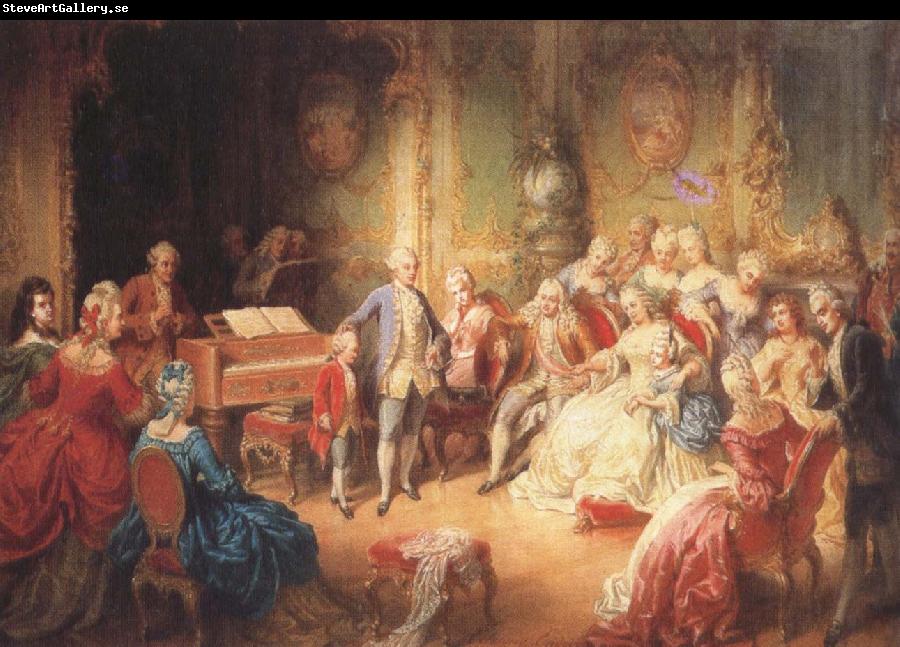 antonin dvorak the young mozart being presented by joseph ii to his wife, the empress maria theresa